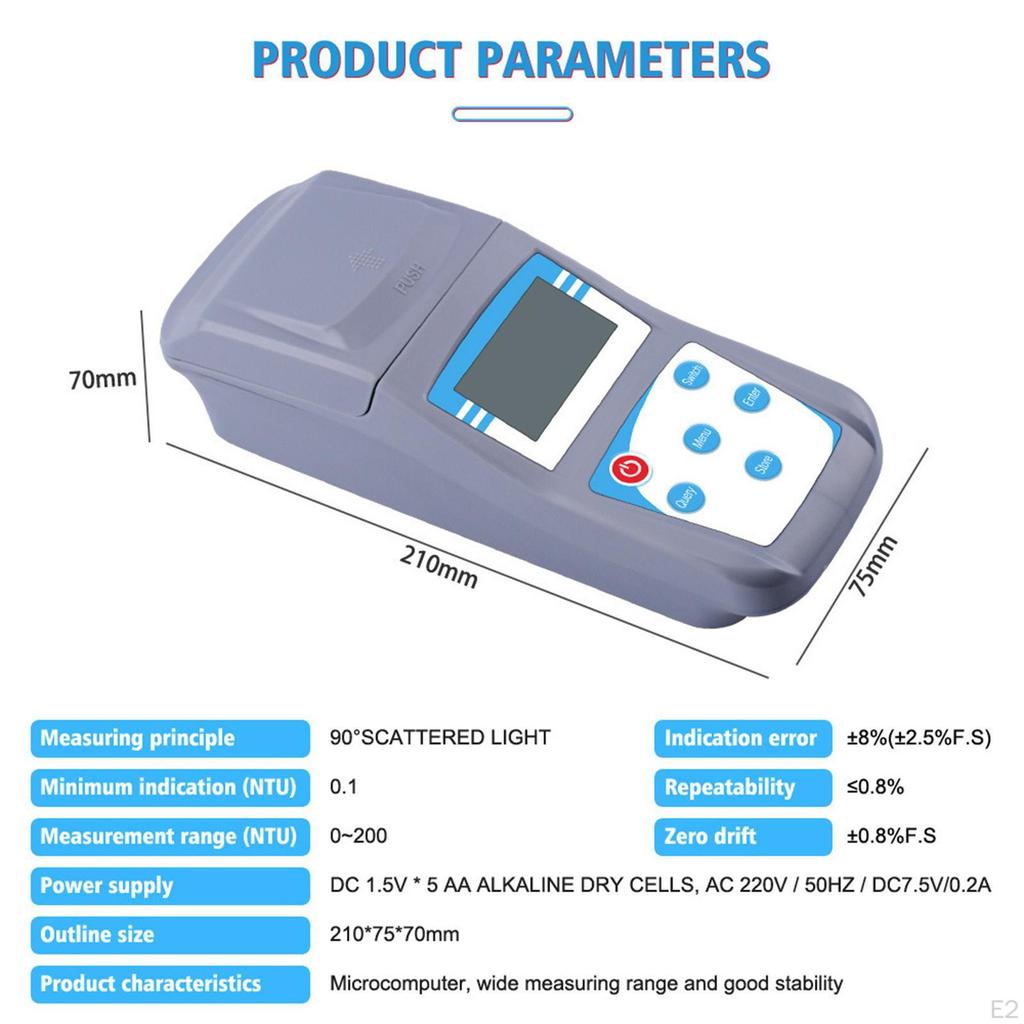 Portable Turbidity Meter Microcomputer 90° Scattered Light