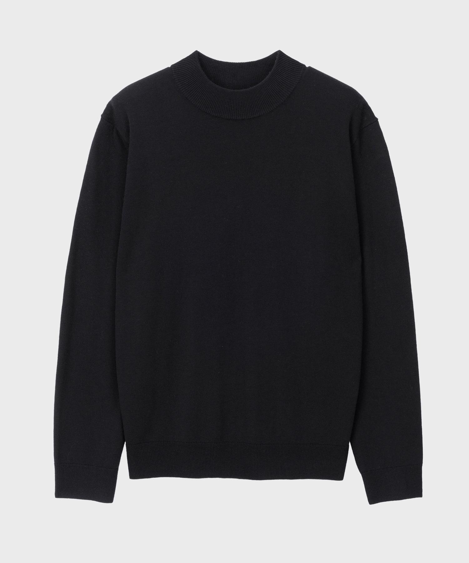 Basic House Uni Daily Half-Neck Knit Black Lwkt7102 Bk/110