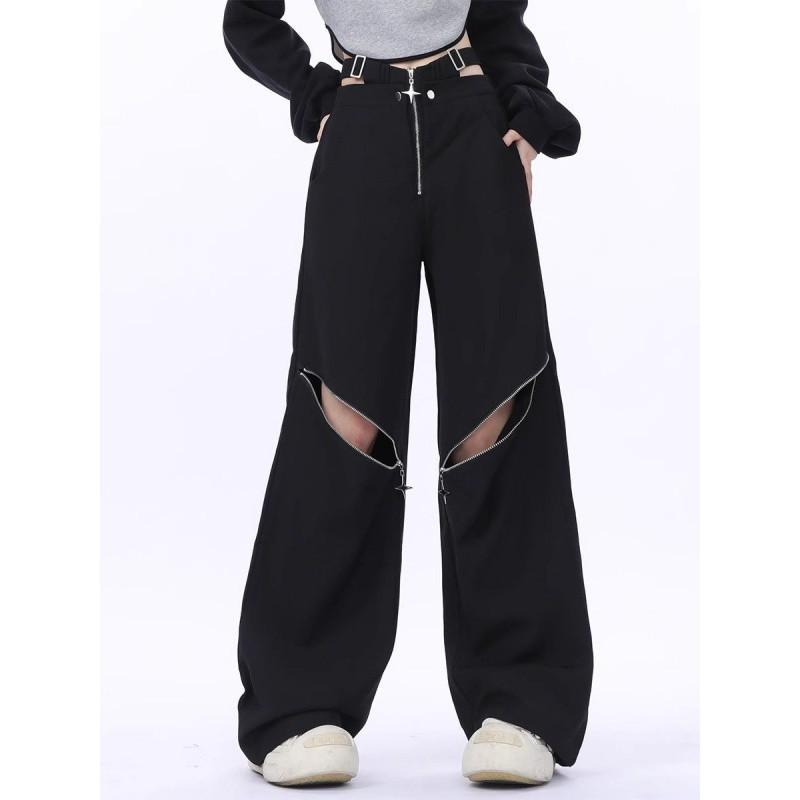 Women's Black Gothic Baggy Cargo Jeans Harajuku Oversize Denim Trousers Y2k 90s Vintage Emo Jean Pants Trashy Clothes