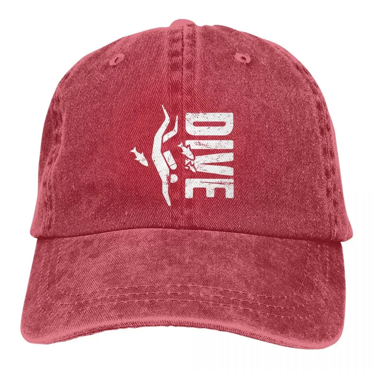 

Стираная мужская бейсболка с потертостями, кепка дальнобойщика Snapback, ковбойская кепка, шляпа для папы, дайвинг, подводное плавание, гольф, шляпы Adjustable красный