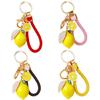 Metal Lemon Keychain With Assorted Rope Colors 10.5cm Portable Design For Keys Or Decorative Purposes
