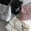 Loving Ribbon Leather Chain Shirring Square Flap Crossbody Shoulder Bag (4 Colors)