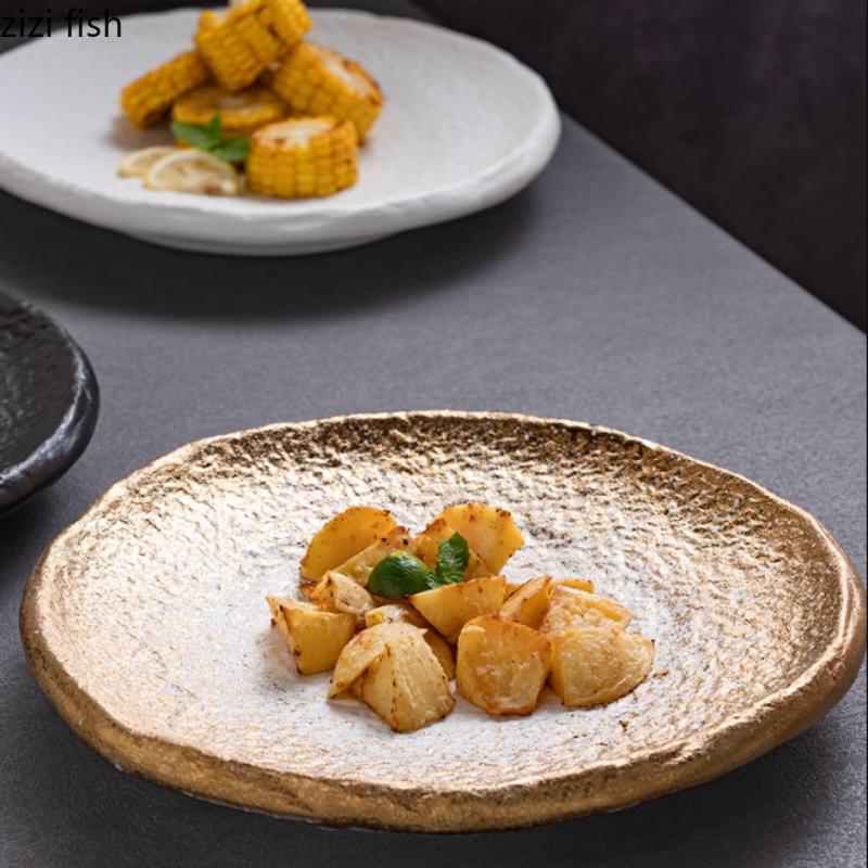 High Footed Ceramic Dining Plate Western Steak Plate Pasta Dish Sushi Plates Dessert Plates Fruit Dishes Dim Sum Dish Sting Disc