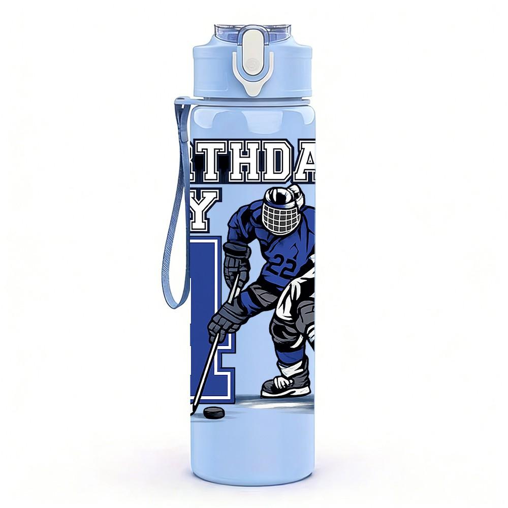 1PC Birthday Boy Number 4 Sport Print 750ml Color Plastic Sports Water Bottle Leakproof Flip Straw Lid Suitable for Sports Office Home Use