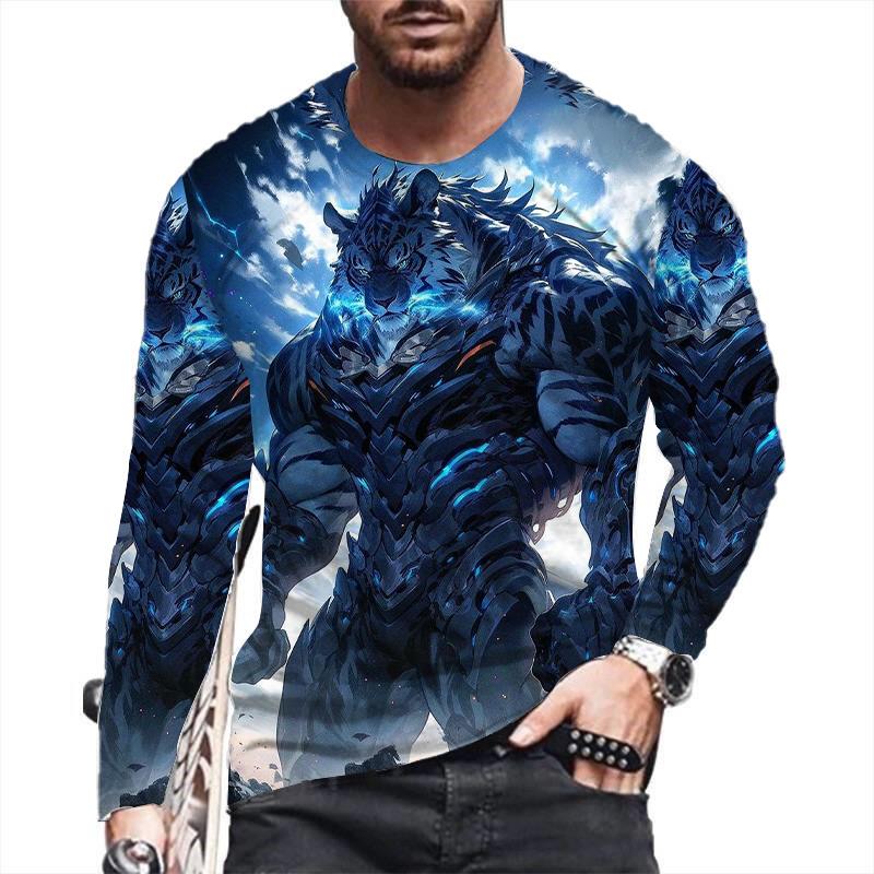 

Модна чоловіча футболка Boxing Combat Harajuku Смішна футболка з довгим рукавом із принтом тварин 3D Осінній вуличний пуловер Вільні бавовняні топи 4XL