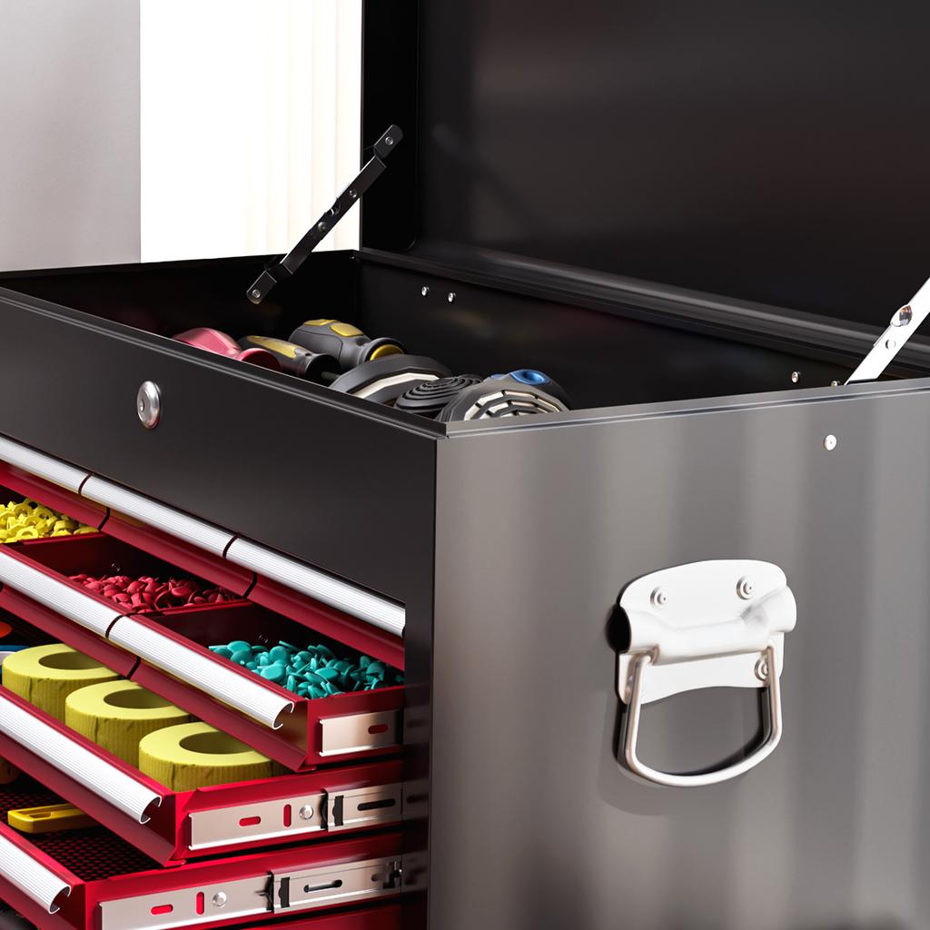 14 Drawer, Two-Part Tool Storage Chest On Wheels - Red