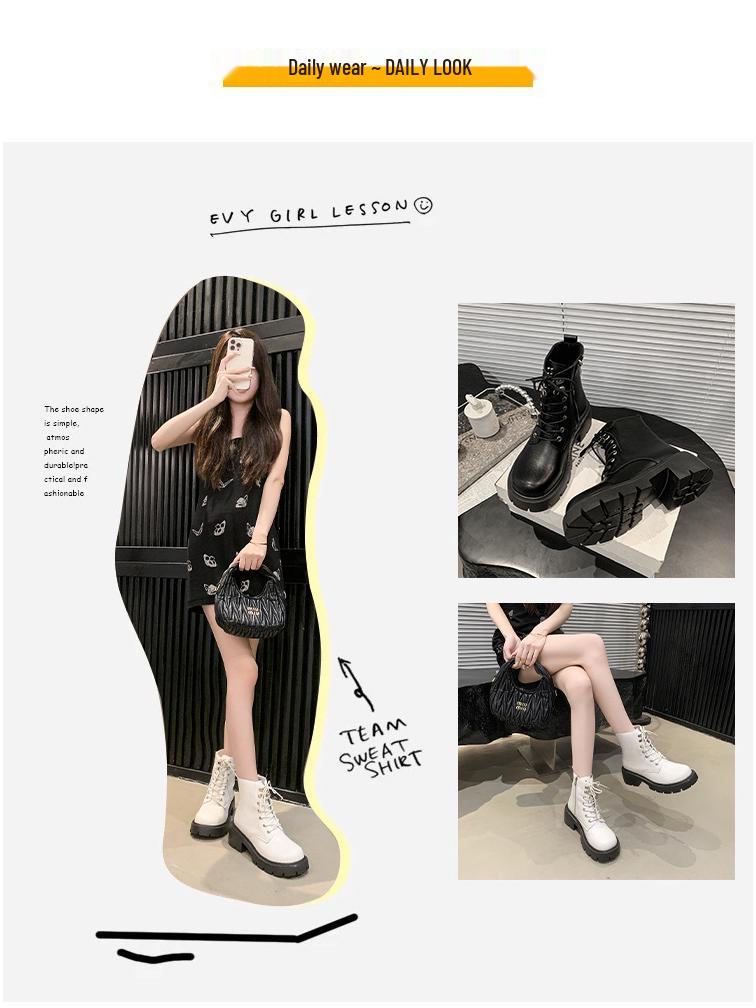 Bottines motardes courtes à lacets pour femmes Automne/Hiver 2025 avec semelle compensée