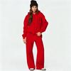 Damen Reißverschluss Hoodie und Weite Hosen 2-teiliges Set, Lockerer Trainingsanzug