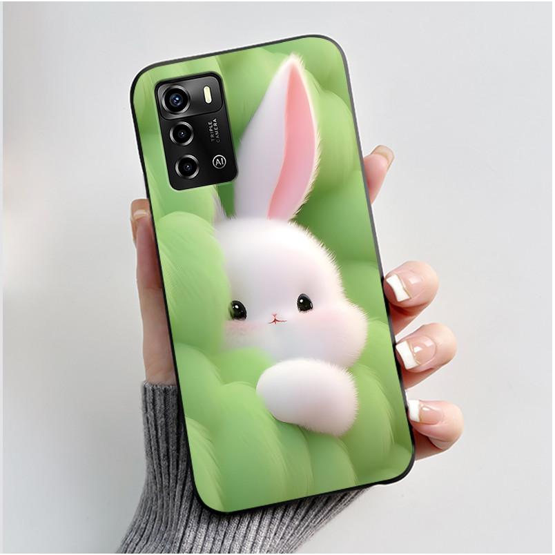 For ZTE Blade V40 Vita / V41 Smart Phone Case Luxury Cute Love Rabbit Funny Black Cover Shell Soft Silicone Protective Casing