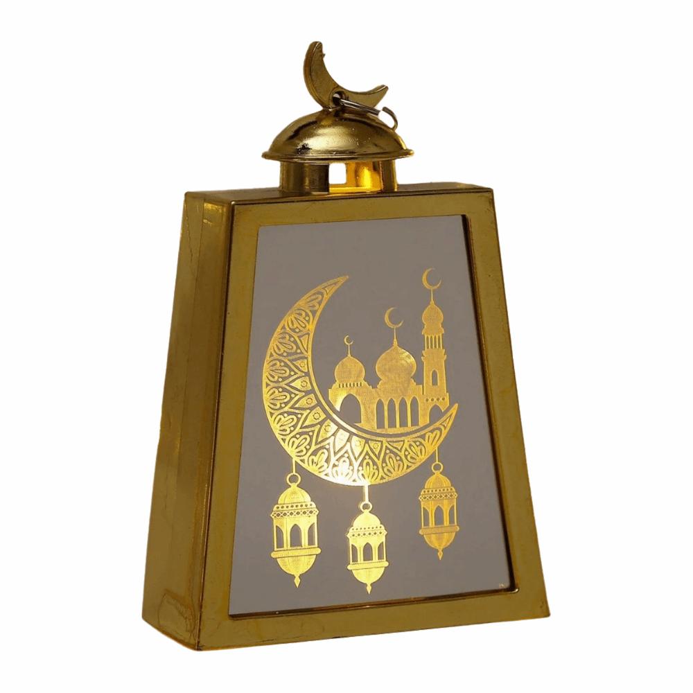 Trapezoid Ramadan Lantern Light Retro Multicolor Eid Mubarak Ornaments Warm Light Star Moon Castle Electric Candle