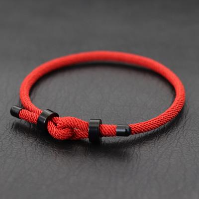 Adjustable Men Lucky Red Rope Bracelet With Grade A 4mm String Stainless Steel Clasp Outdoor Cycling Braclet Gift For Him Joias