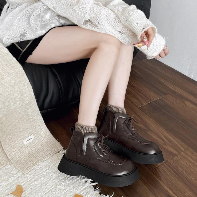 Fashion Hot Selling Snow Boots for Women Female Shoes Boots-Women Winter Footwear Ladies 2025 Autumn Rock Ankle Lace-Up Boots Rock Shoes