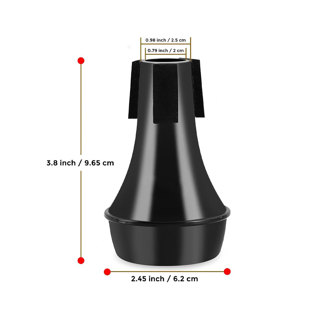 Trumpet Mute ABS Plastic Practice Mute Reduces Volume Soft Sponge Trumpet Mute Silencer for Beginners Daily Practice Performance Black