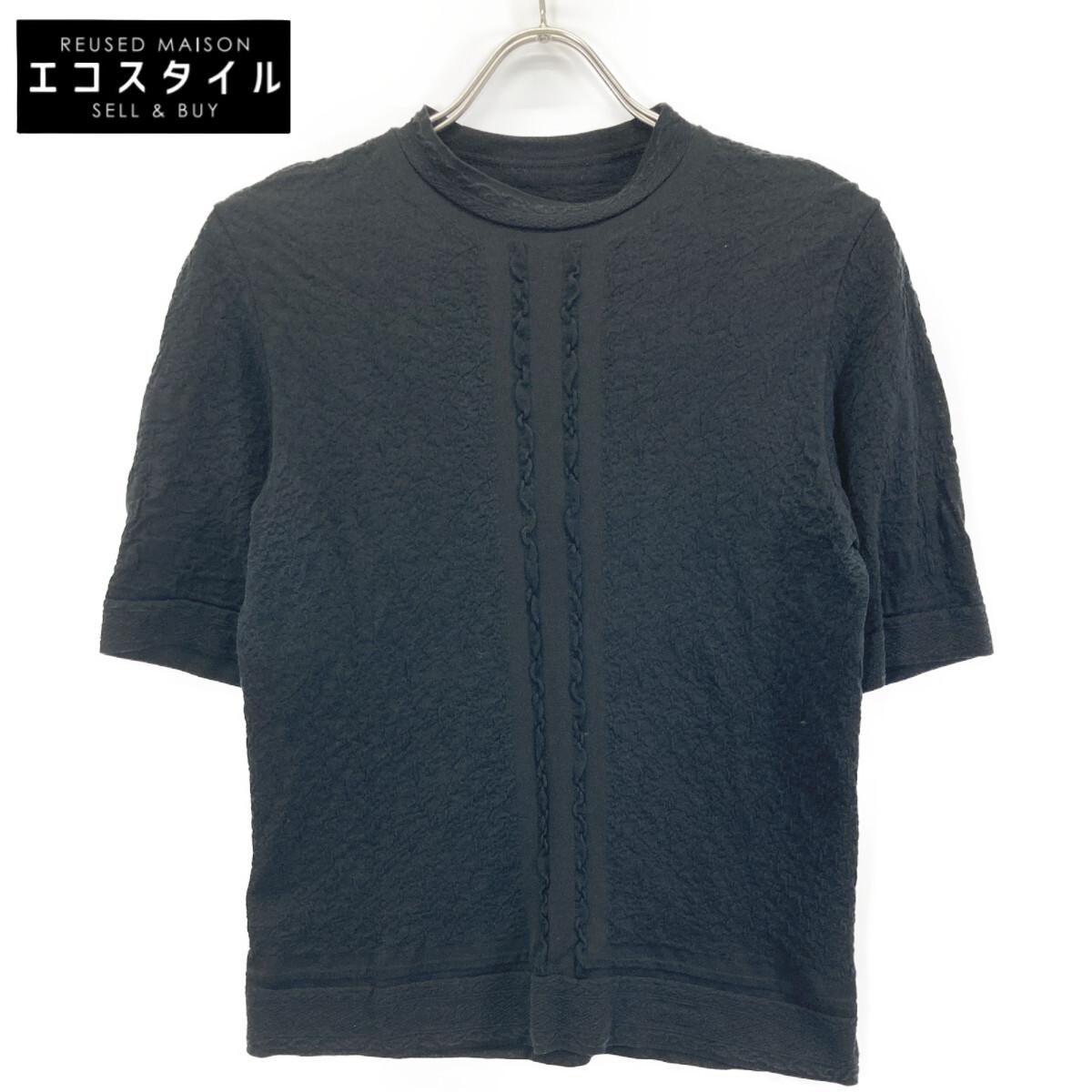 

Mame Kurogouchi Black Landscape Graphic Sheer Knit Crew Neck Top tops 2 blackUsed