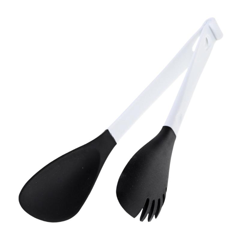 

Ergonomic Nonslip Silicone Food Tongs Perfect For Barbecue And Salad Handling Easy To Clean Kitchen Gadget чорний