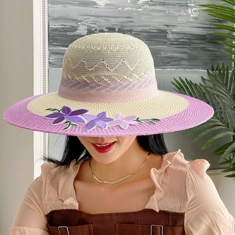 Straw Hat Women's Summer Foldable Beach Hat Face Covering Sun Hat Bow Fisherman Hat Sun Hat Basin Hat