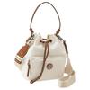 Virginia Series Metal Double T Logo Detachable Shoulder Strap Drawstring Nylon Bucket Bag Women Bags White 134652-100