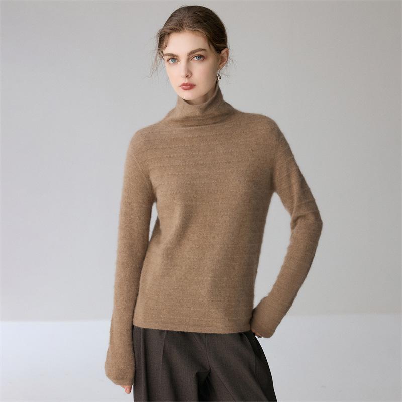 Women's Cashmere Stripe Knit Sweater - Soft and Skin-Friendly Autumn/Winter Base Layer