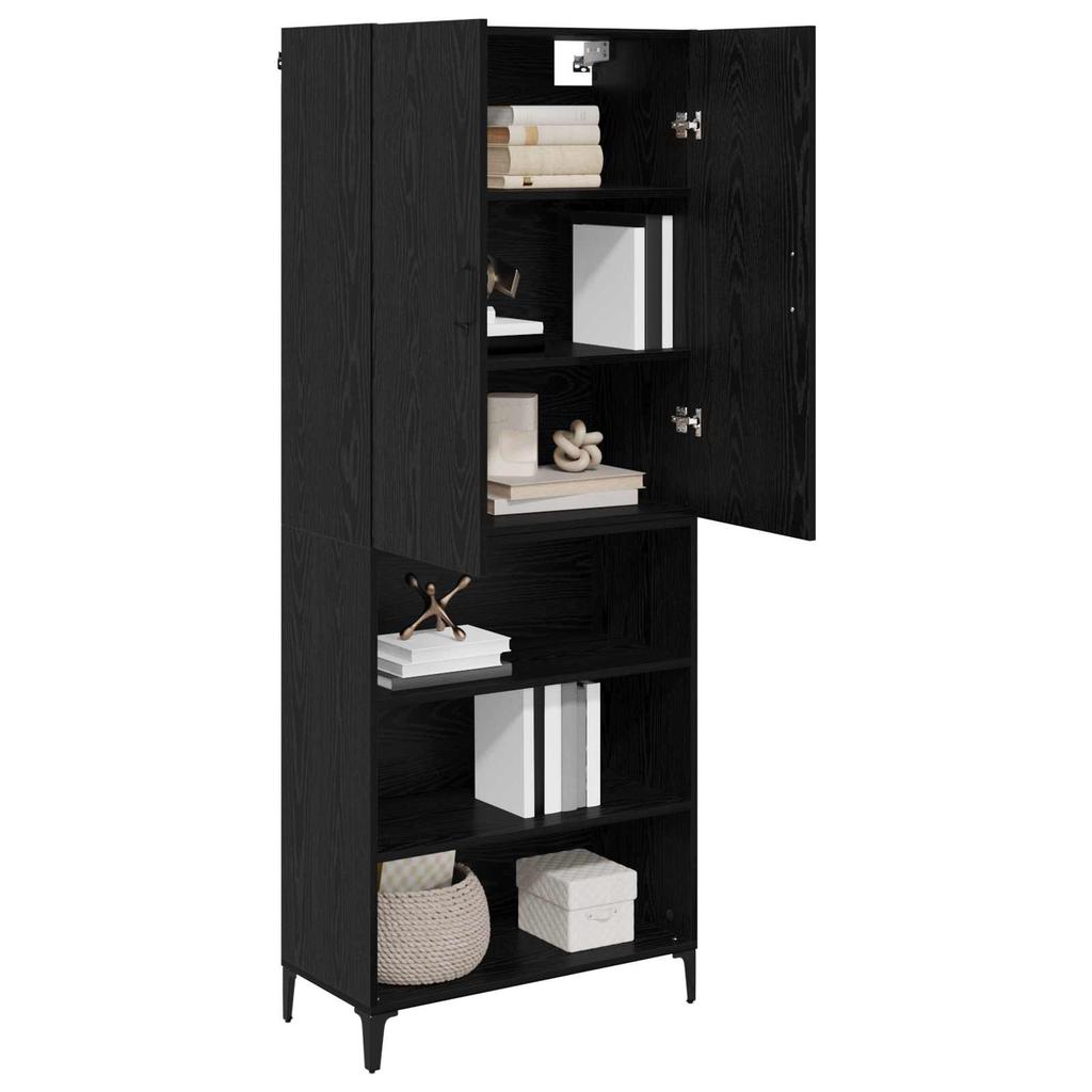 Highboard In Black Oak Look 69.5 X 34 X 180 Cm Particleboard