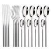 Tableware Set Silver Dinnerware Cutlery Set High Quality Mirror 304 Stainless Steel Knife Fork Coffee Spoon Flatware Silverware