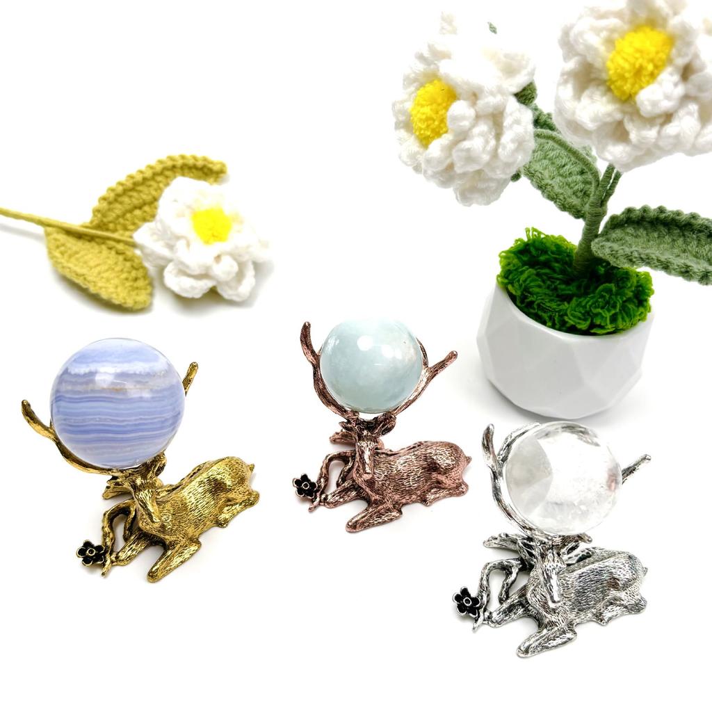 Crystal Ball Craft Base, Egg Carving Holder, Metal Stag Retro Display