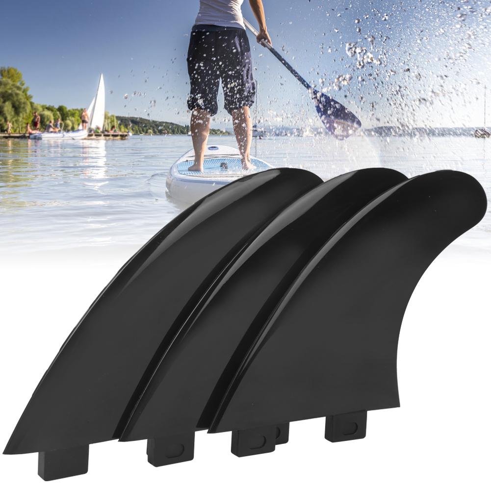 3Pcs Nylon Fins Set Right Middle Left for Surfboard Paddle Board Accessories BlackSurfboard Fin