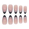 Black White French Tip Press-On Nails Minimalist Style Self-Adhesive Nail Tips Daily Wear