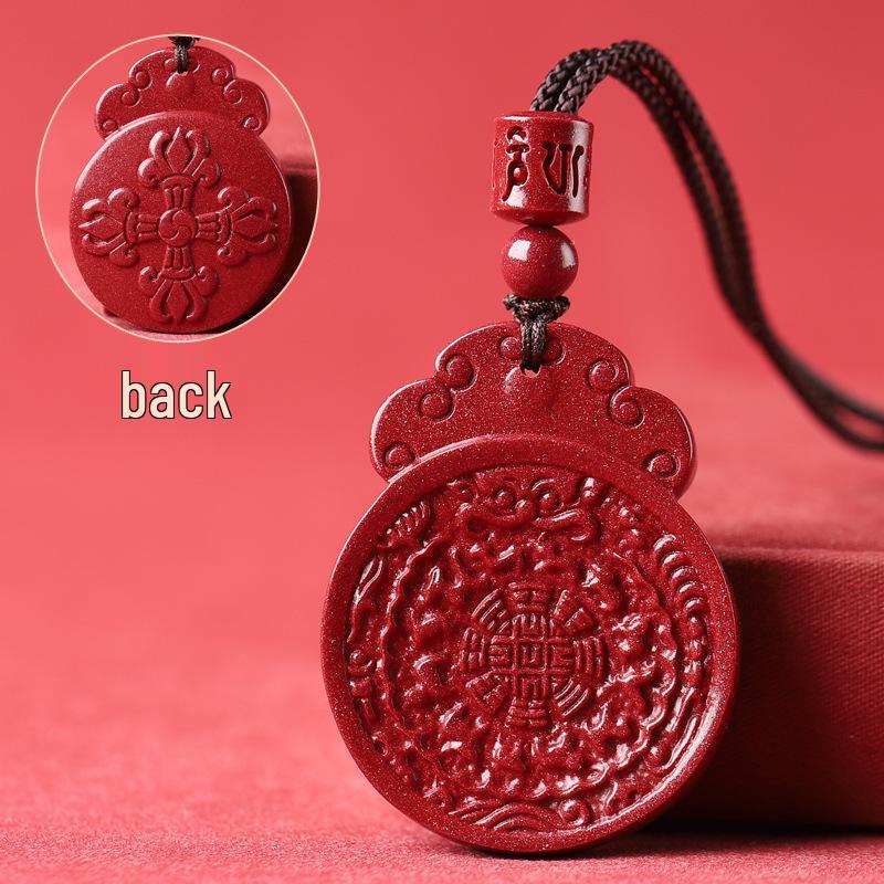 Nine Palaces Cinnabar Bagua Pendant - Purple Gold Sand Men's & Women's Necklace