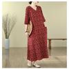 2025 Literary Retro Vacation Style Travel Dress Plus Covering Flesh Skinny V-Neck Long Dresses