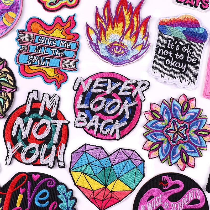 Patches Diy Cartoon /Letter Embroidery Patch Iron On Patches For Clothing Thermoadhesive Patches Jackets Sew Embroidered Applique