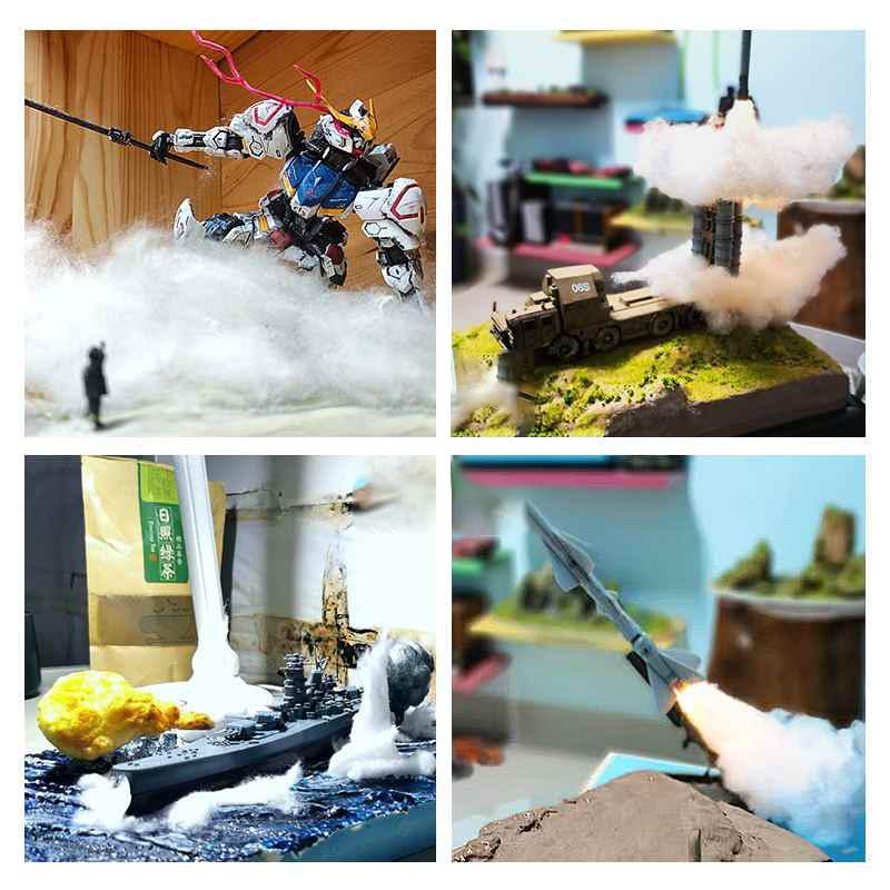 20G Simulated Cotton For Smoke, Dust And Water Splash Effect Tank Model Firing Explosion Making Cloud Shape Cotton