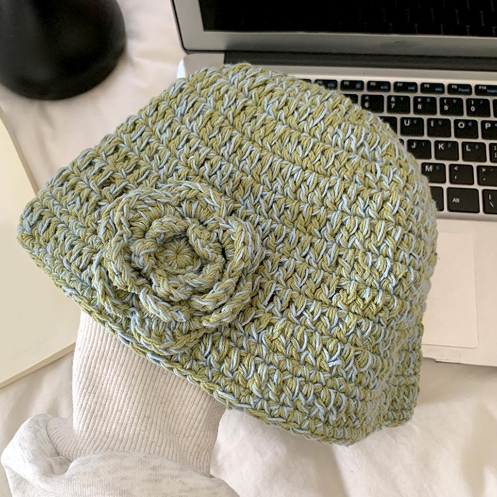 Handmade Knitted Hat Fashion Knitted Hat Elegant Flower Hat Soft Warm Headwear Winter Fashion Hat for Women