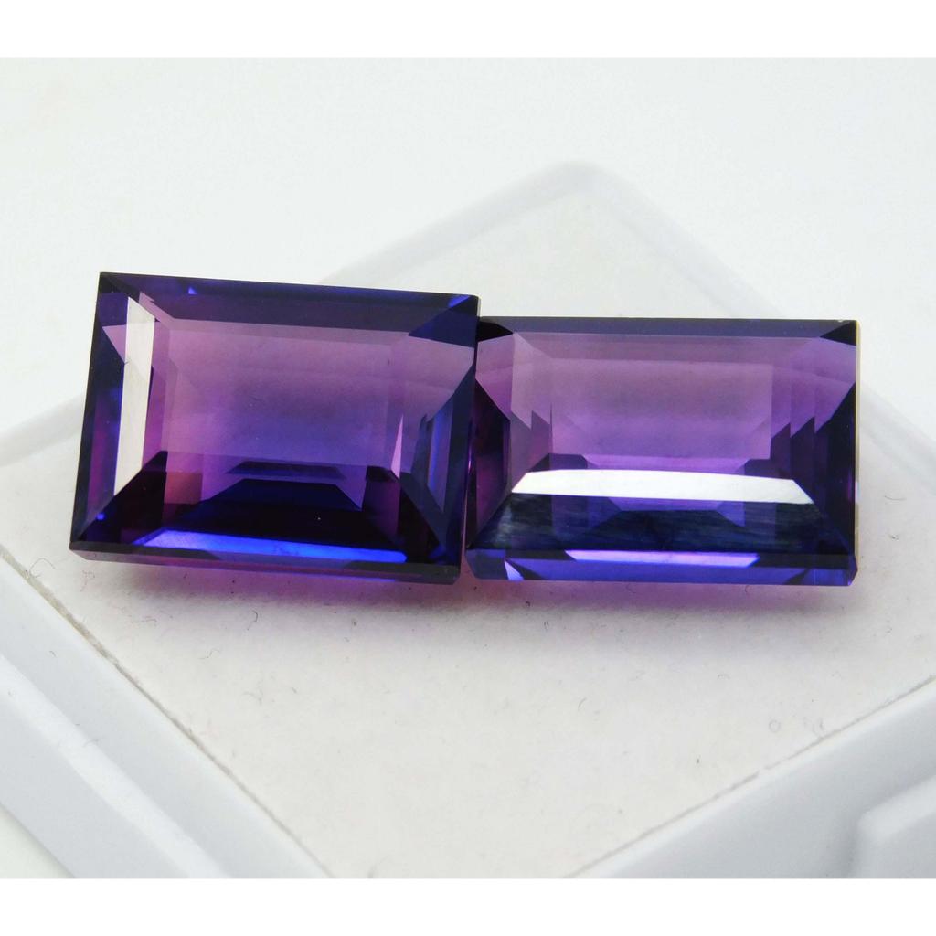Natural Purple Sapphire Loose Gemstone Emerald Shape 20.90 Ct Pair September Birthday Birthstone