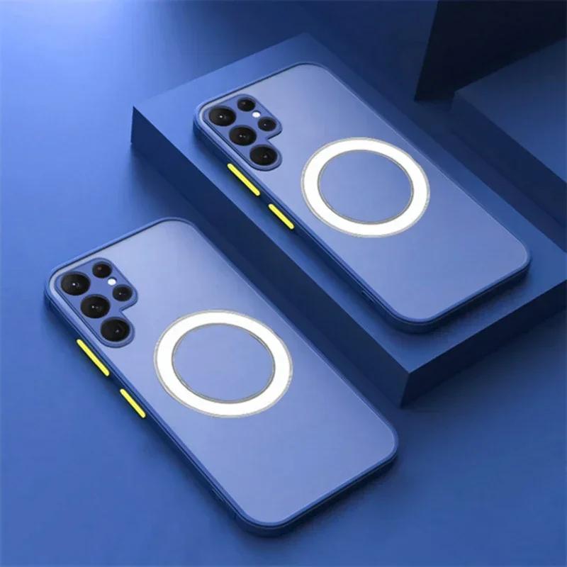 Matte Hard Case For Samsung Galaxy S25 Ultra S24 Plus S23 FE S22 S21 Note 20 10 A56 A36 A26 A16 Phone Magsafe Magnetic Cover