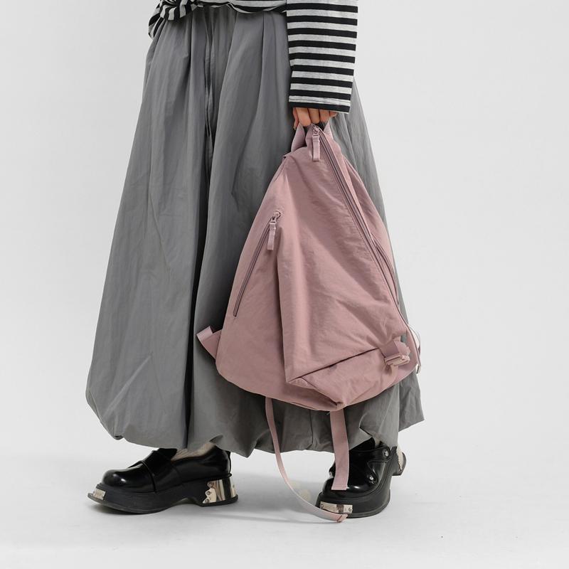 Women's Solid Color Backpack Men's Nylon Backpack Large Capacity Student Schoolbag