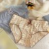 Ladies Spring and Autumn Sweet Floral Cotton Antibacterial Crotch Breathable Comfort Full Hip Mid Waist Briefs