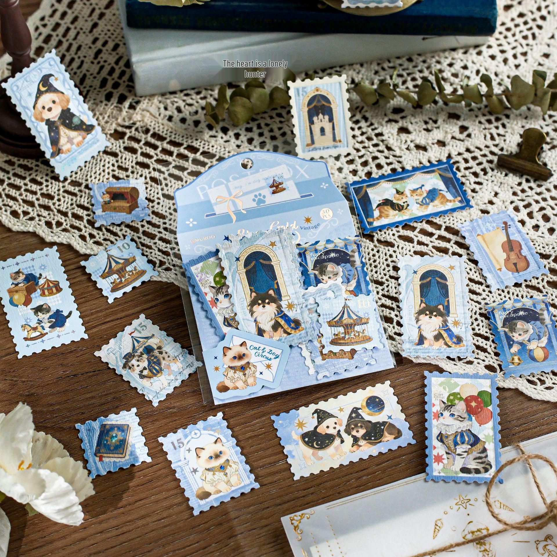 Embossed Scenery Hot Stamping Stickers: Old Dream Postcard Healing Stickers for DIY Journal Decoration