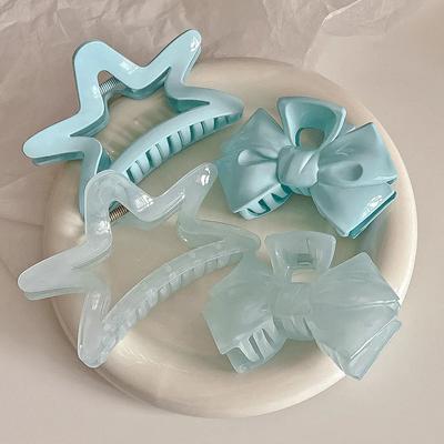 Blaue Haarklammer mit süßer Schleife, süße Haarspangen für Mädchen, Krabben-Haarspangen, Haarnadeln für Frauen, modischer Haarschmuck, Kopfbedeckung, Stirnband