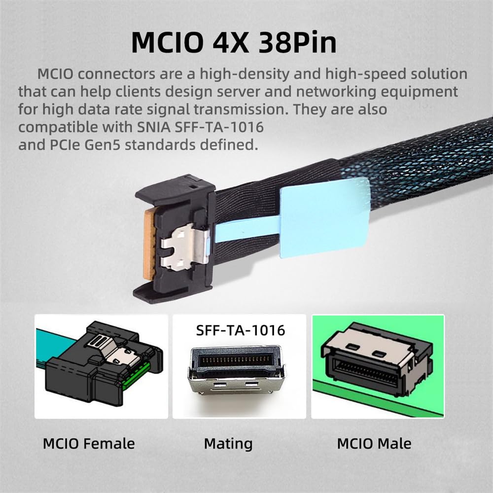 xiwai to MCIO Female Mini Cool Edge Host Adapter Conversion Expansion Board for PCIe NVMe SSD 2280 2230 Converter Card PCI-E 5.0 4.0 M.2 M-Key I/O