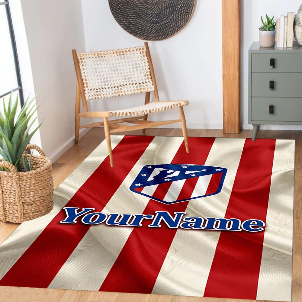 Atletico Madrid Customizable Name Carpet Design for Playrooms Dining Room Kitchen Study room Antislip Carpet Anime Office Decor Spiritual Gift