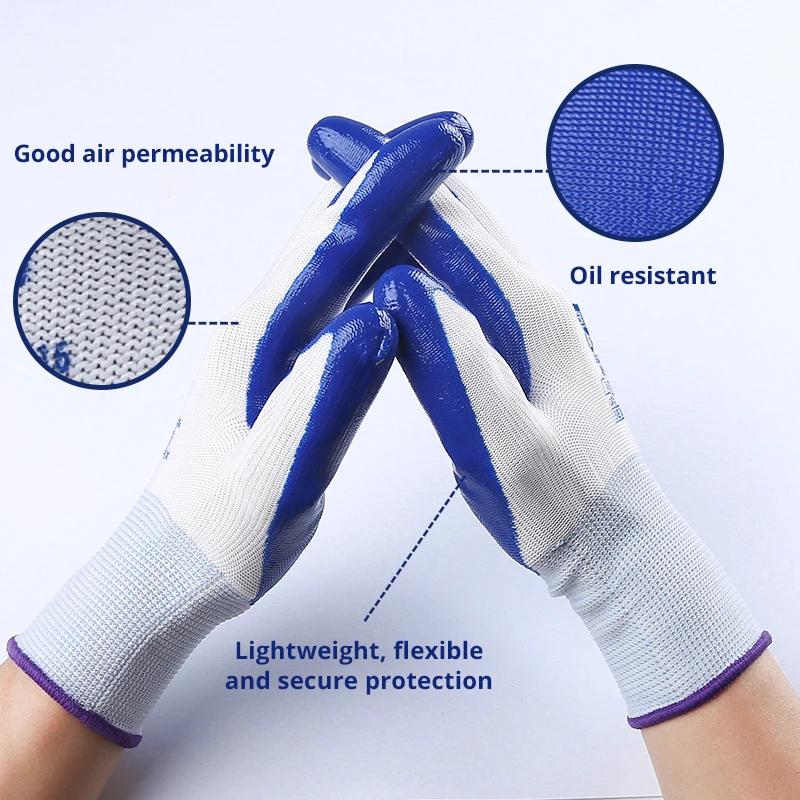 Work Gloves Double Thin Latex Anti Slip and Wear-resistant Work Gloves Rubber Leather with Thick and Thin Gloves Breathable Wear