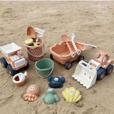 Children Sand Water Play Set Toys For Kids Trolley Bulldozer Beach Bucket Shovel Hand-Pulled Sand Truck Summer Seaside Sand Toys