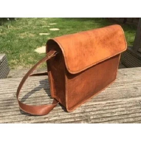 

Новая мужская сумка через плечо для ноутбука ручной работы, винтажная, коричневая, кожаная 13 x 10 x 4 in