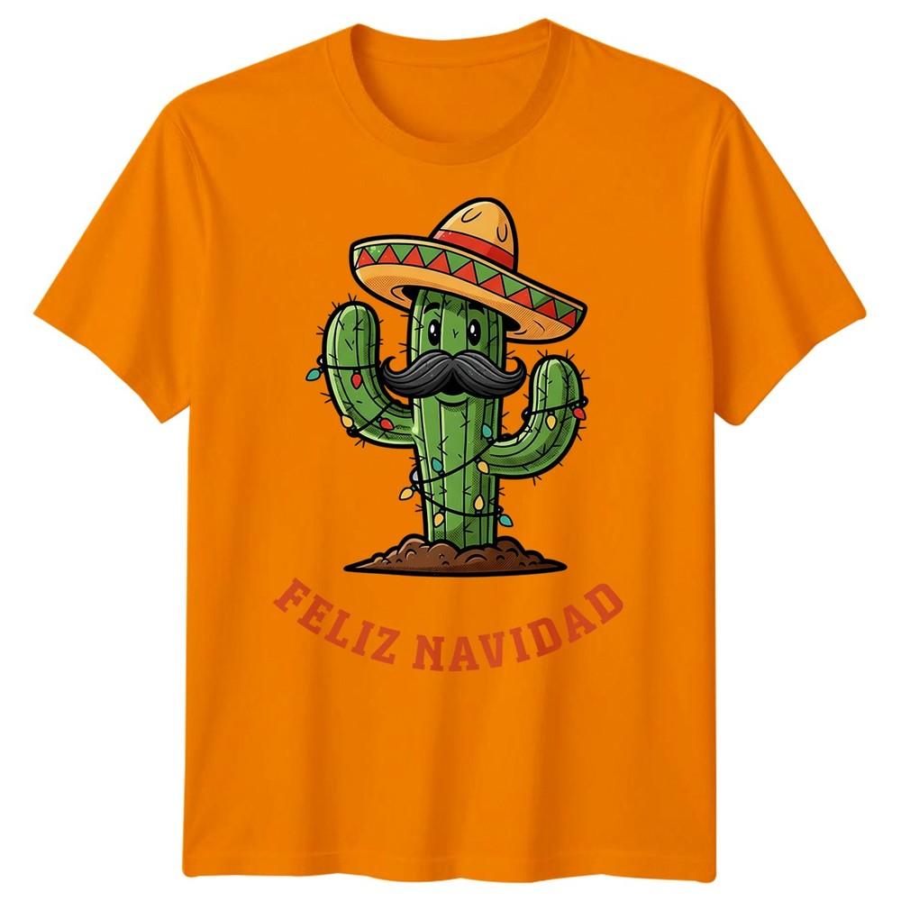 Cactus Feliz Navidad Christmas Holidays Unisexs TShirt Festive Sombrero Tee