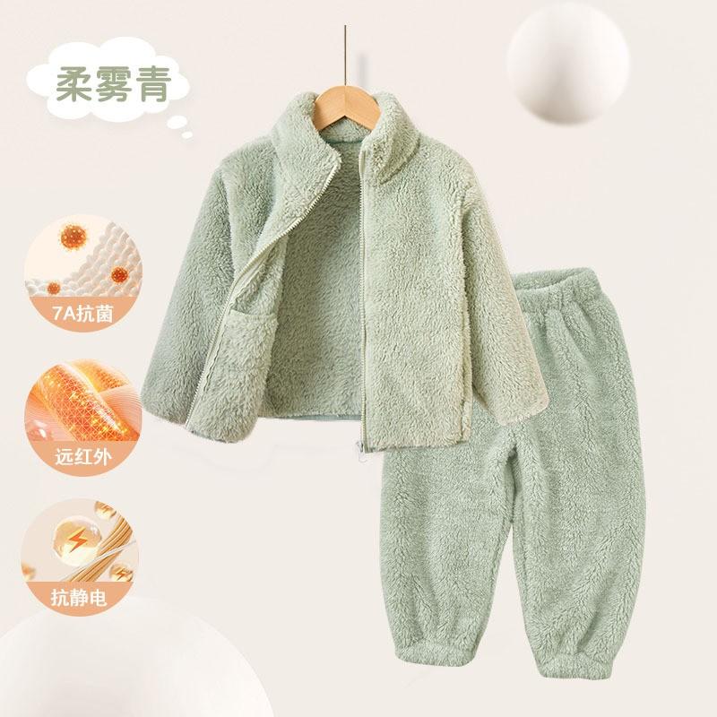 Kids Fleece Jacket Boys Girls Warm Winter Coat Soft Coral Outerwear Family Matching