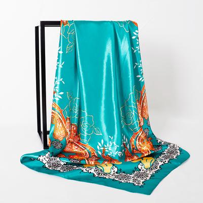 Fashion Silk Square Scarf for Women Hair Band Soft Neckerchief Vintage Hijab Flower Print Headscarf Female Pashmina Bandana