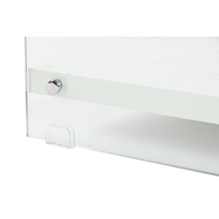 Table basse - Verre Bois MDF - Blanc - 130 x 65 x 35,5 cm