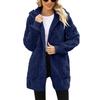 New Autumn and Winter Style Plaid Jacquard Plush Touch Hooded Pocket Cardigan Jacket for Women