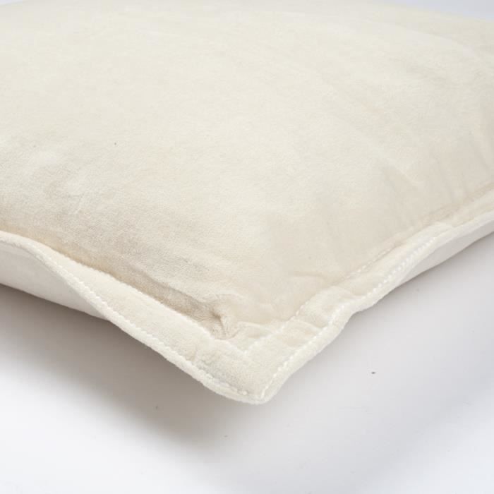 Coussin en velours de coton écru 40x40