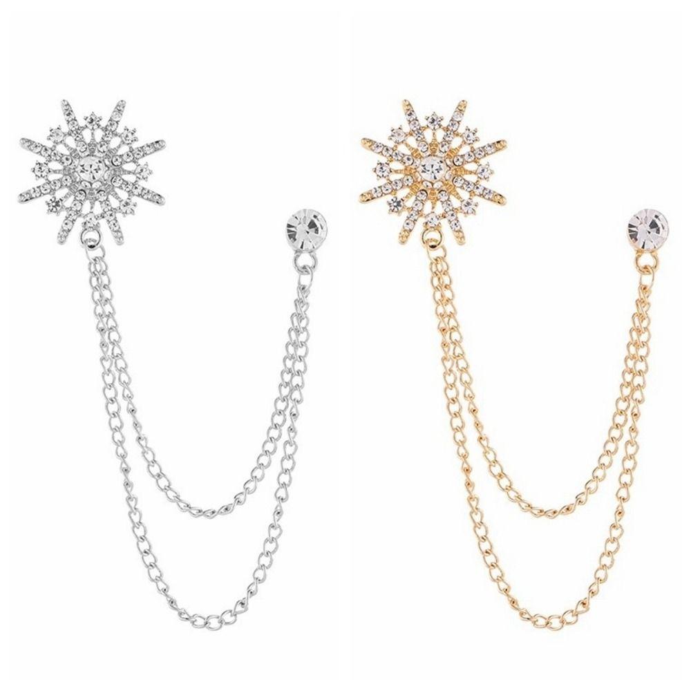 Zinc Zinc Alloy Men Brooch Tassel Chain Suit Lapel Pin Personality Star Tassel Brooch  Collar Decoration